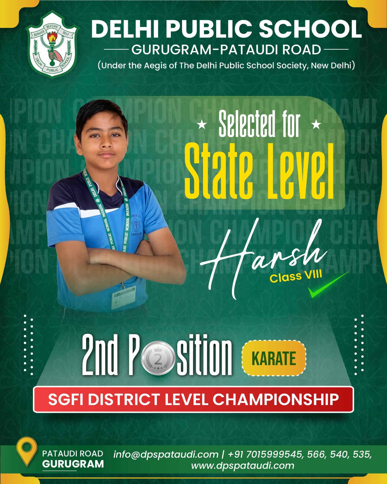 DPS Pataudi the best school in pataudi's Students wins Gold medal in Karate